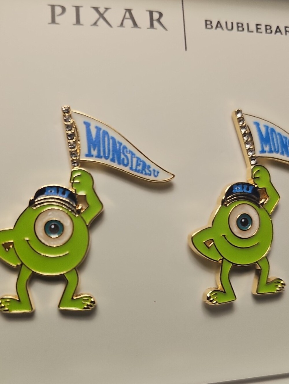 BaubleBar Monster's Inc Mike Wazowski Enamel Earrings - Picture 3 of 4